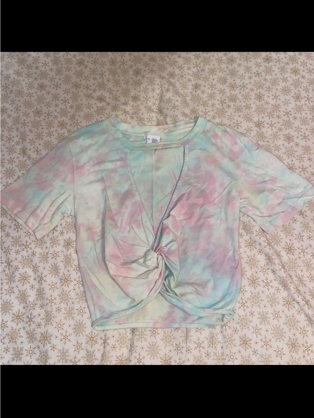 Urban Outfitters Pastel Tie-Dye Twist-Front Crop Top - Pink, Blue, Green